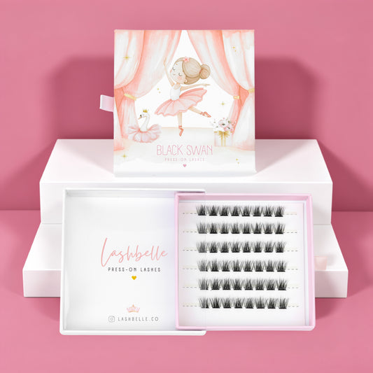 *PRE-ORDER _ Ballerina Series - BLACK SWAN Press-On Lashes | No Glue Needed | Hold Up to 10 Days