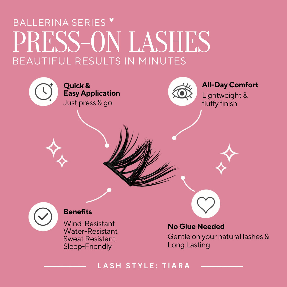 *PRE-ORDER _ Ballerina Series - TIARA Press-On Lashes | No Glue Needed | Hold Up to 10 Days
