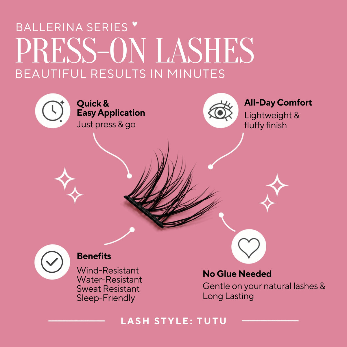 *PRE-ORDER _ Ballerina Series - TUTU Press-On Lashes | No Glue Needed | Hold Up to 10 Days